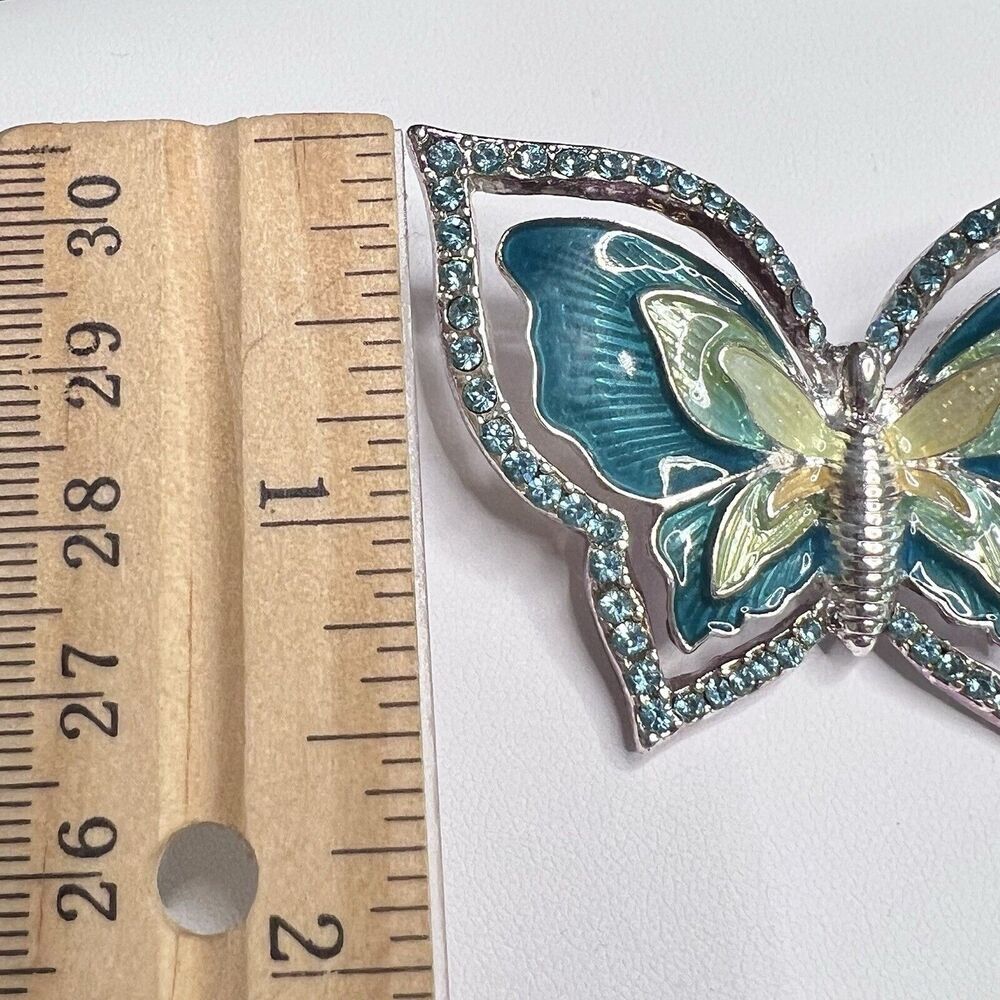Vintage Napier Brooch Pin Green Butterfly Rhinestones Classic Jewelry - Picture 11 of 14